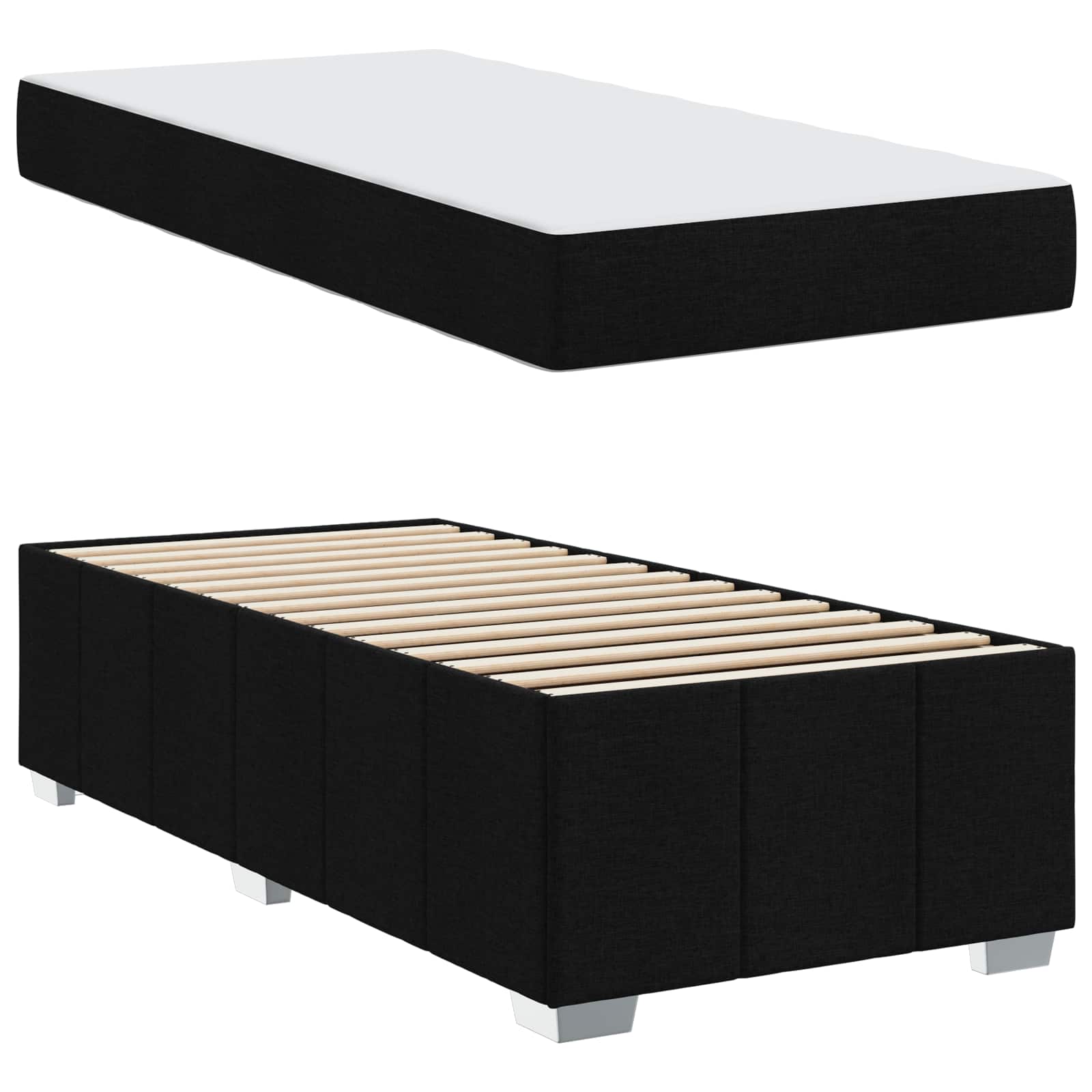 Bedframe met matras Zwart 90 x 200 cm Stof – afbeelding 5