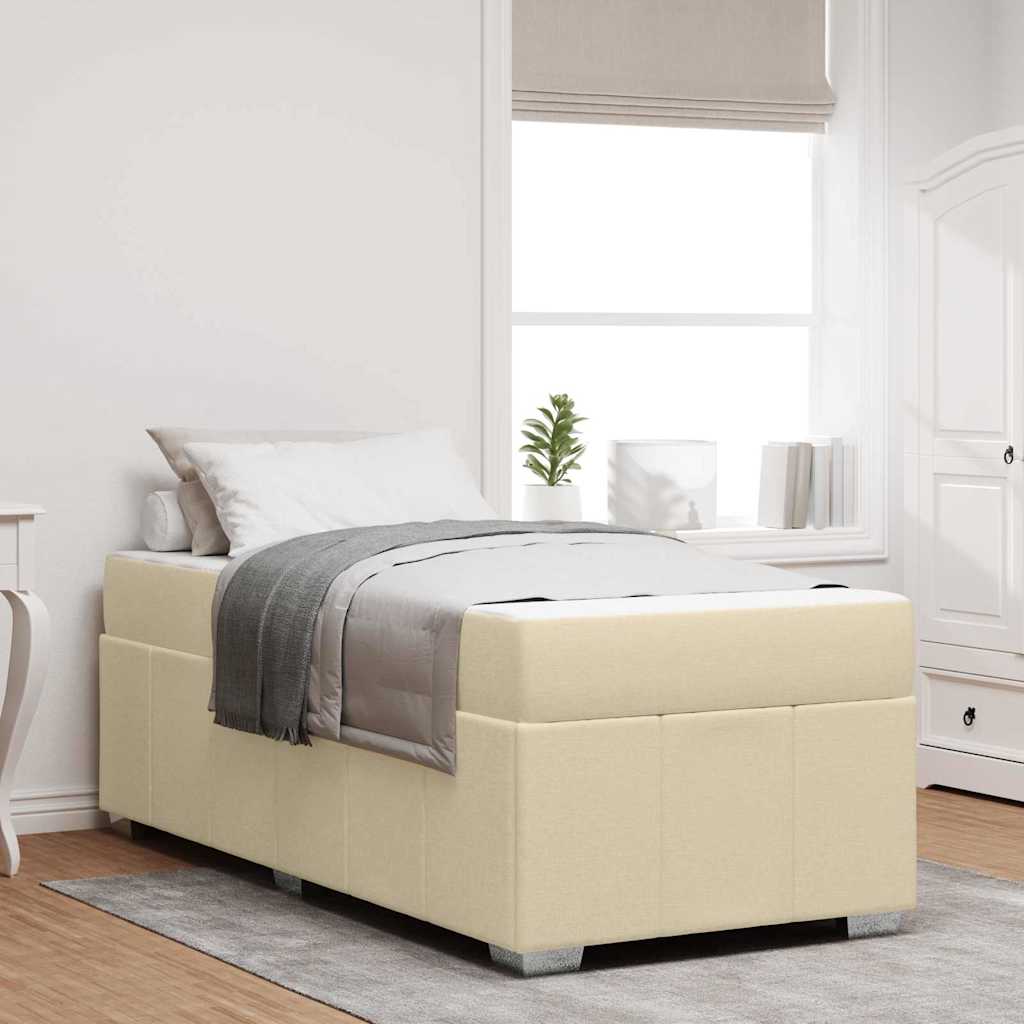 Bedframe met matras Crème 90 x 200 cm Stof – afbeelding 1