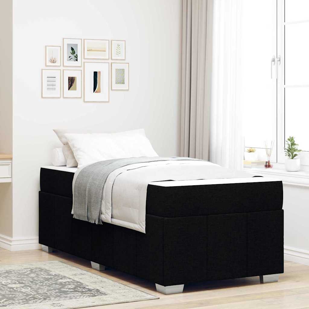 Bedframe met matras Zwart 100 x 200 cm Stof – afbeelding 1