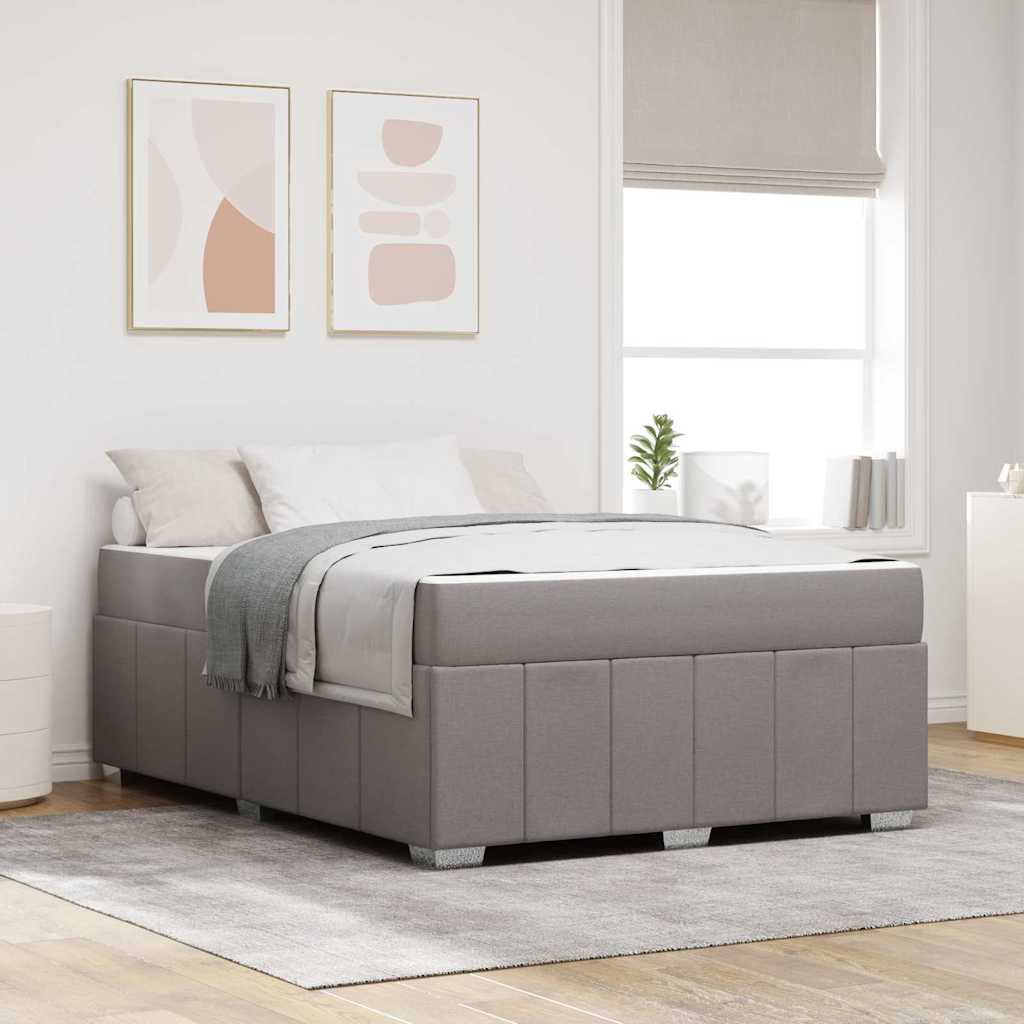 Bedframe met matras Taupe 140 x 200 cm Stof – afbeelding 1