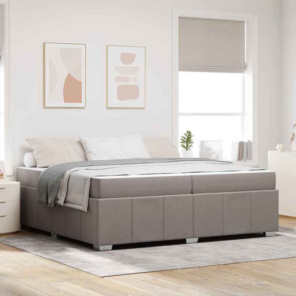 Bedframe met matras Taupe 200 x 200 cm Stof – afbeelding 1