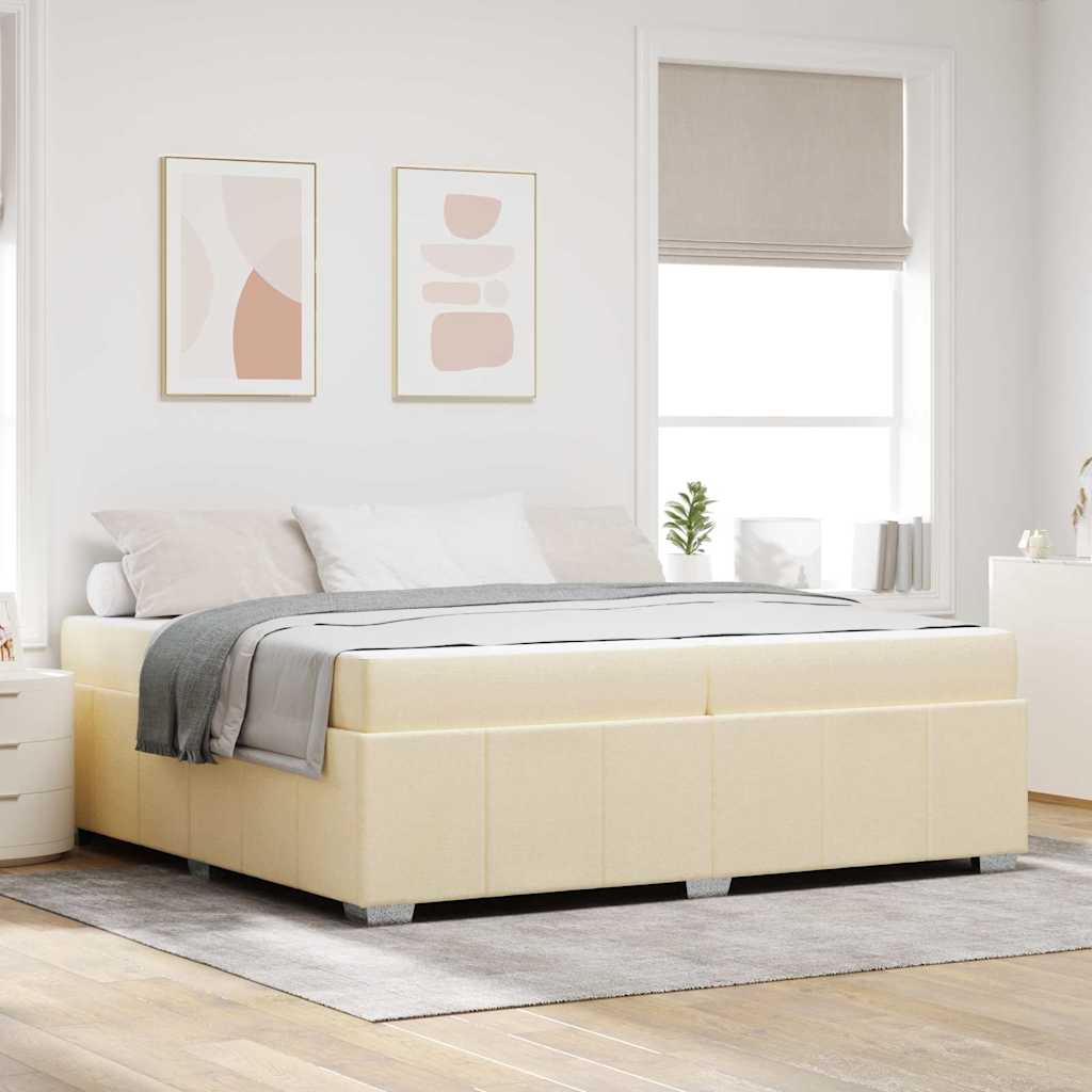 Bedframe met matras Crème 200 x 200 cm Stof