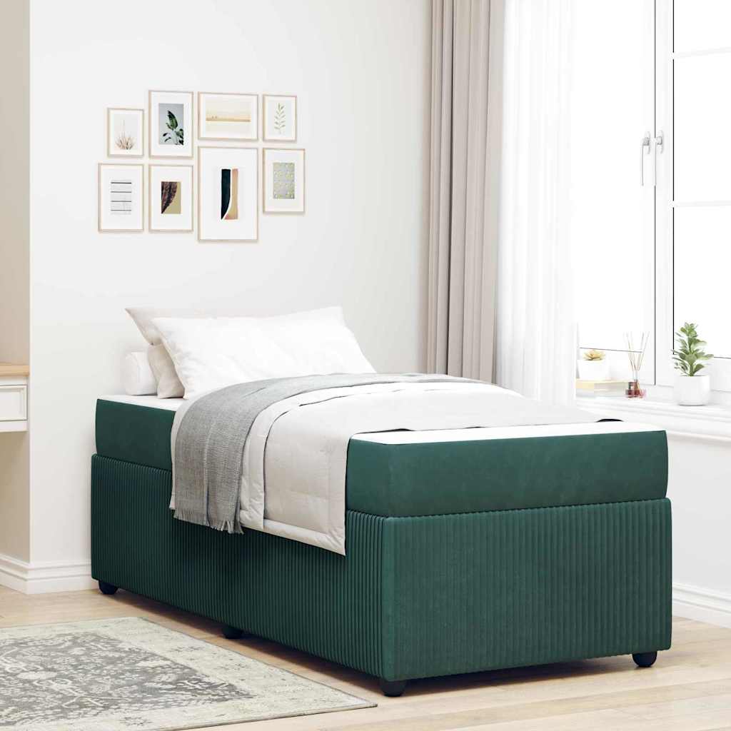 Bedframe met matras Donkergroen 80 x 200 cm Stof – afbeelding 1