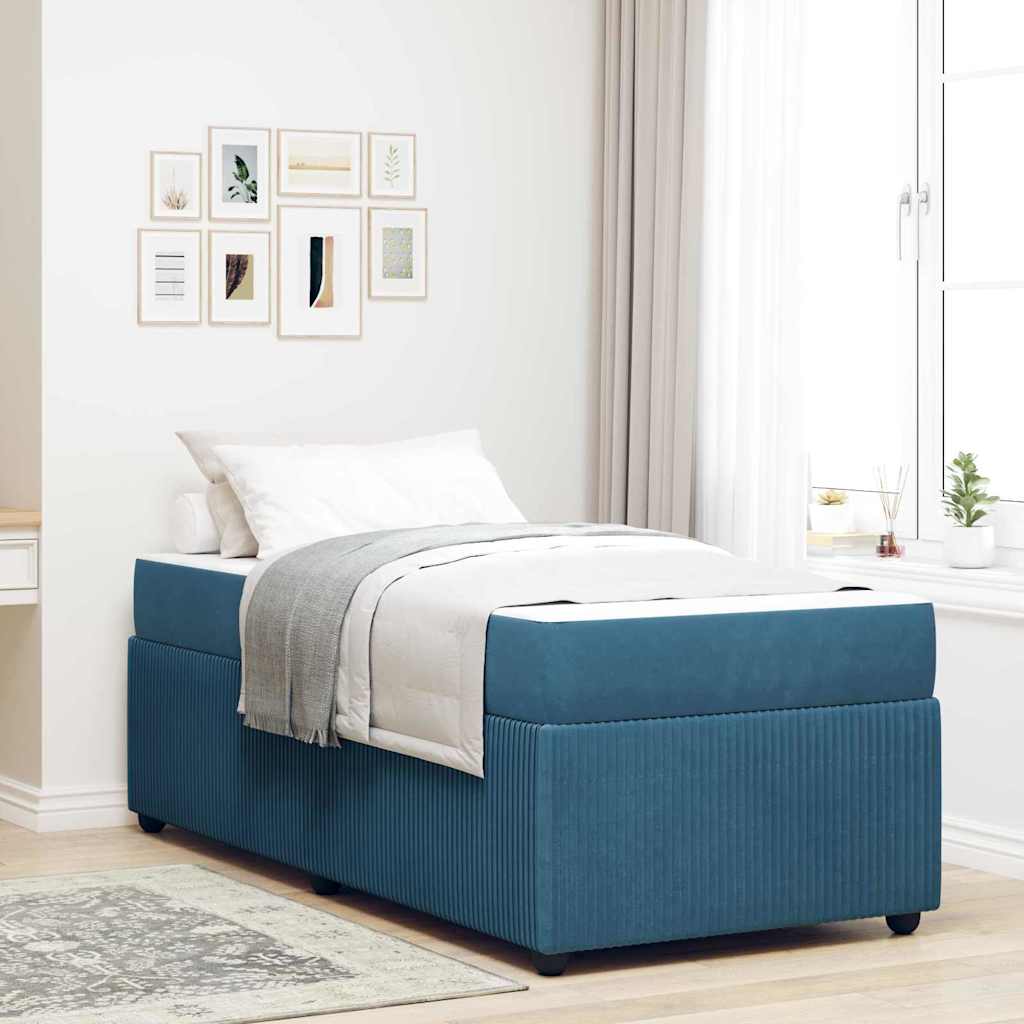 Bedframe met matras Blauw 90 x 190 cm Stof – afbeelding 1