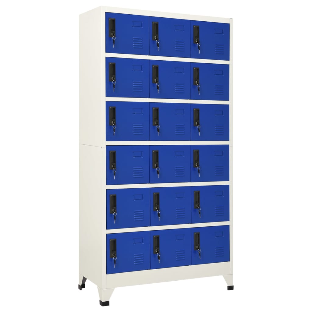 Lockerkast 90x40x180 cm staal grijs en blauw – afbeelding 1
