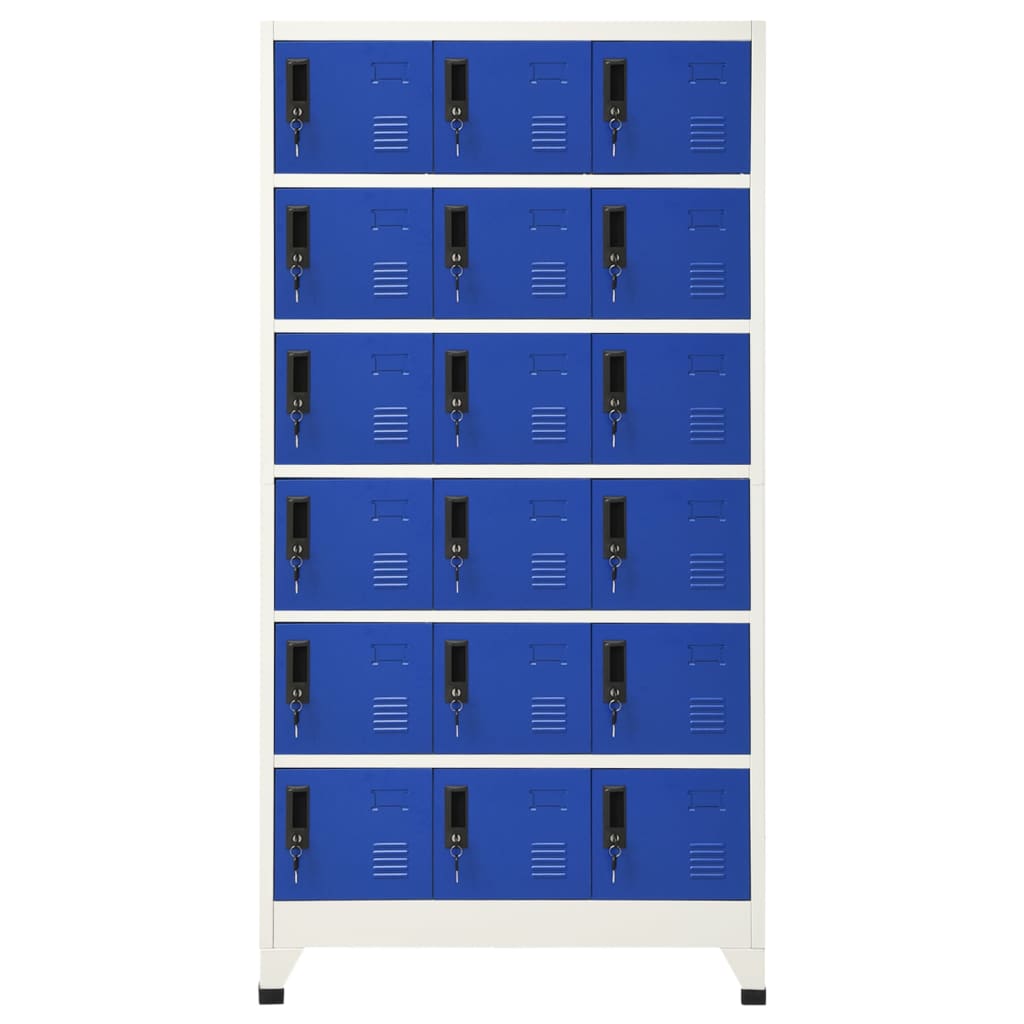 Lockerkast 90x40x180 cm staal grijs en blauw – afbeelding 2