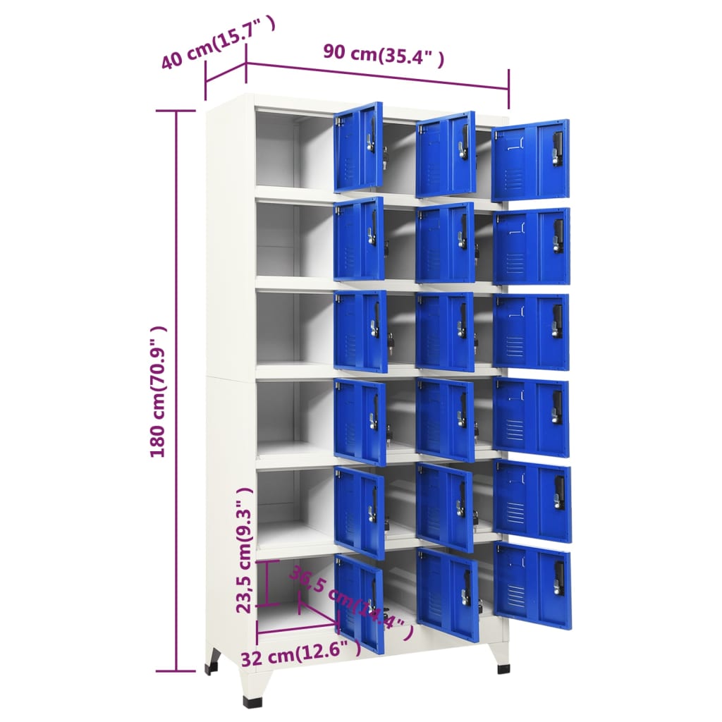 Lockerkast 90x40x180 cm staal grijs en blauw – afbeelding 8