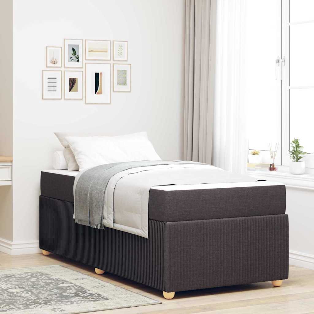 Bedframe met matras Donkerbruin 90 x 200 cm Stof – afbeelding 1