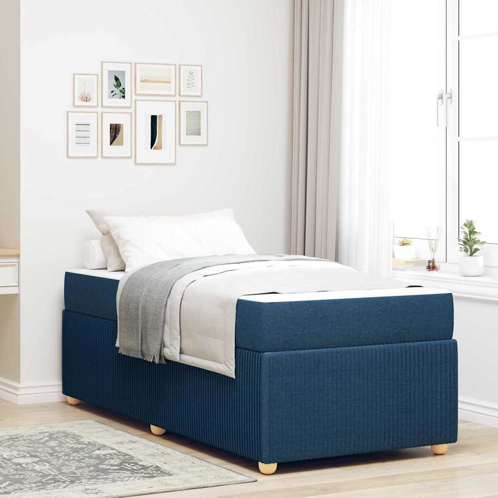 Bedframe met matras Blauw 100 x 200 cm Stof – afbeelding 1