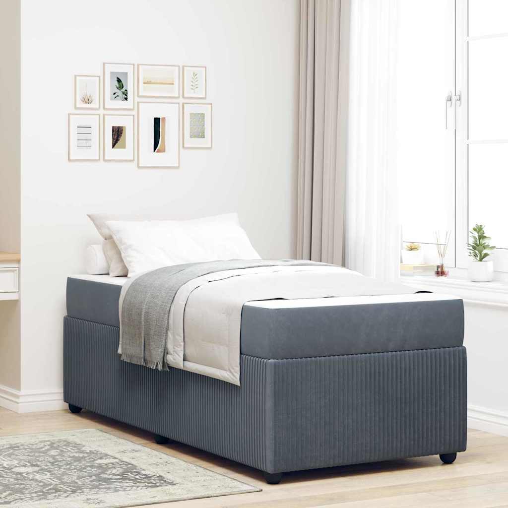 Bedframe met matras Donkergrijs 100 x 200 cm Stof – afbeelding 1