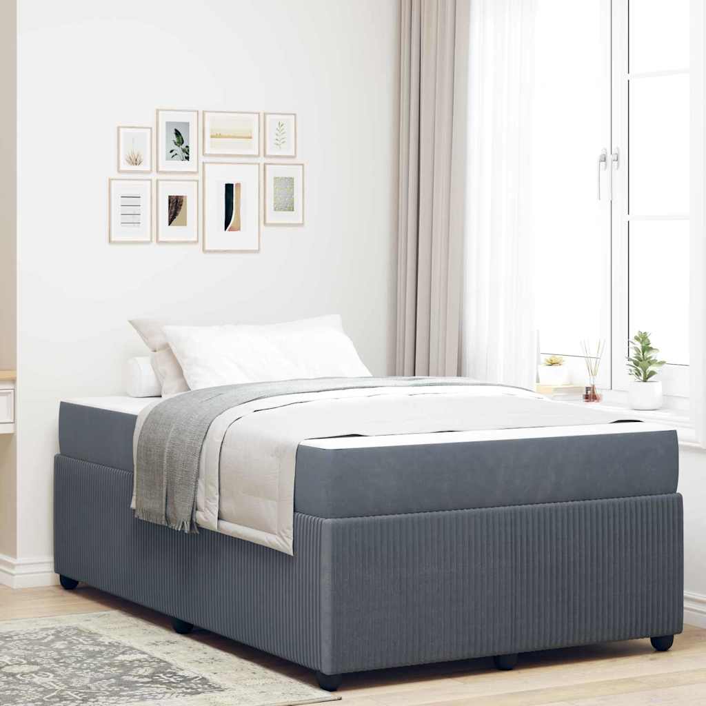 Bedframe met matras Donkergrijs 120 x 190 cm Stof – afbeelding 1