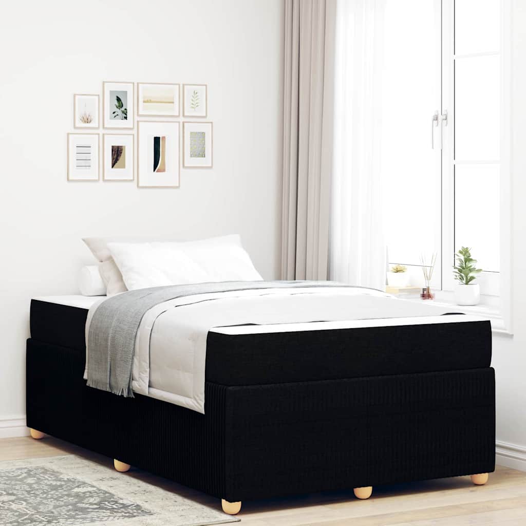 Bedframe met matras Zwart 120 x 200 cm Stof – afbeelding 1