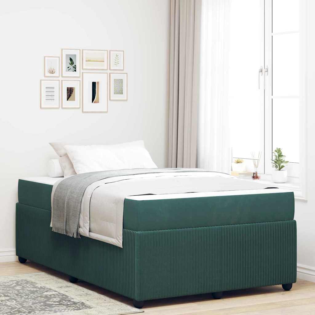 Bedframe met matras Donkergroen 120 x 200 cm Stof – afbeelding 1
