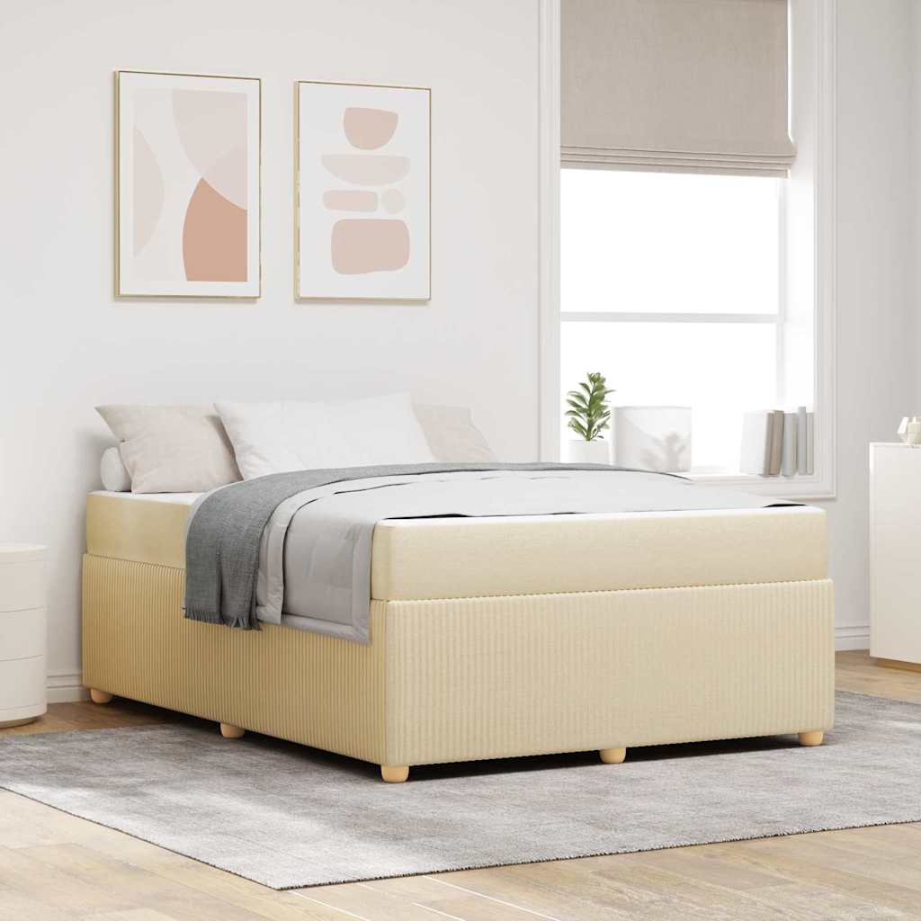 Bedframe met matras Crème 140 x 200 cm Stof – afbeelding 1