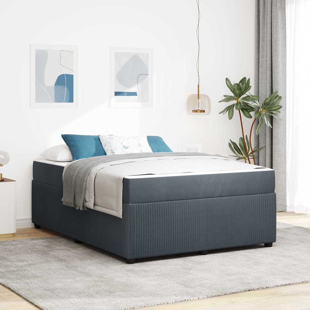 Bedframe met matras Donkergrijs 140 x 200 cm Stof – afbeelding 1