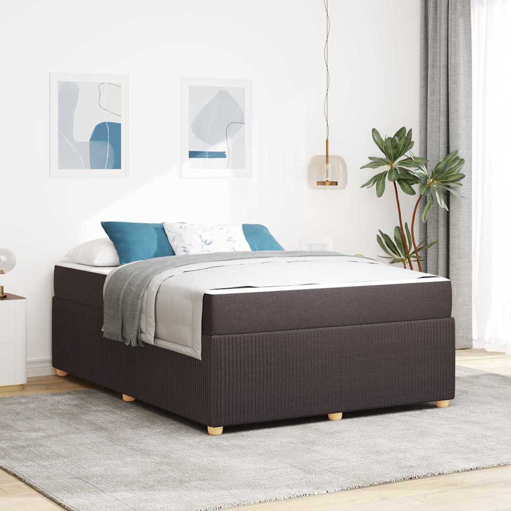 Bedframe met matras Donkerbruin 160 x 200 cm Stof – afbeelding 1