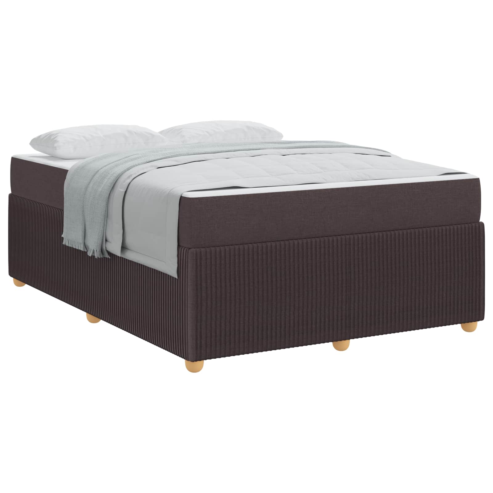 Bedframe met matras Donkerbruin 160 x 200 cm Stof – afbeelding 2