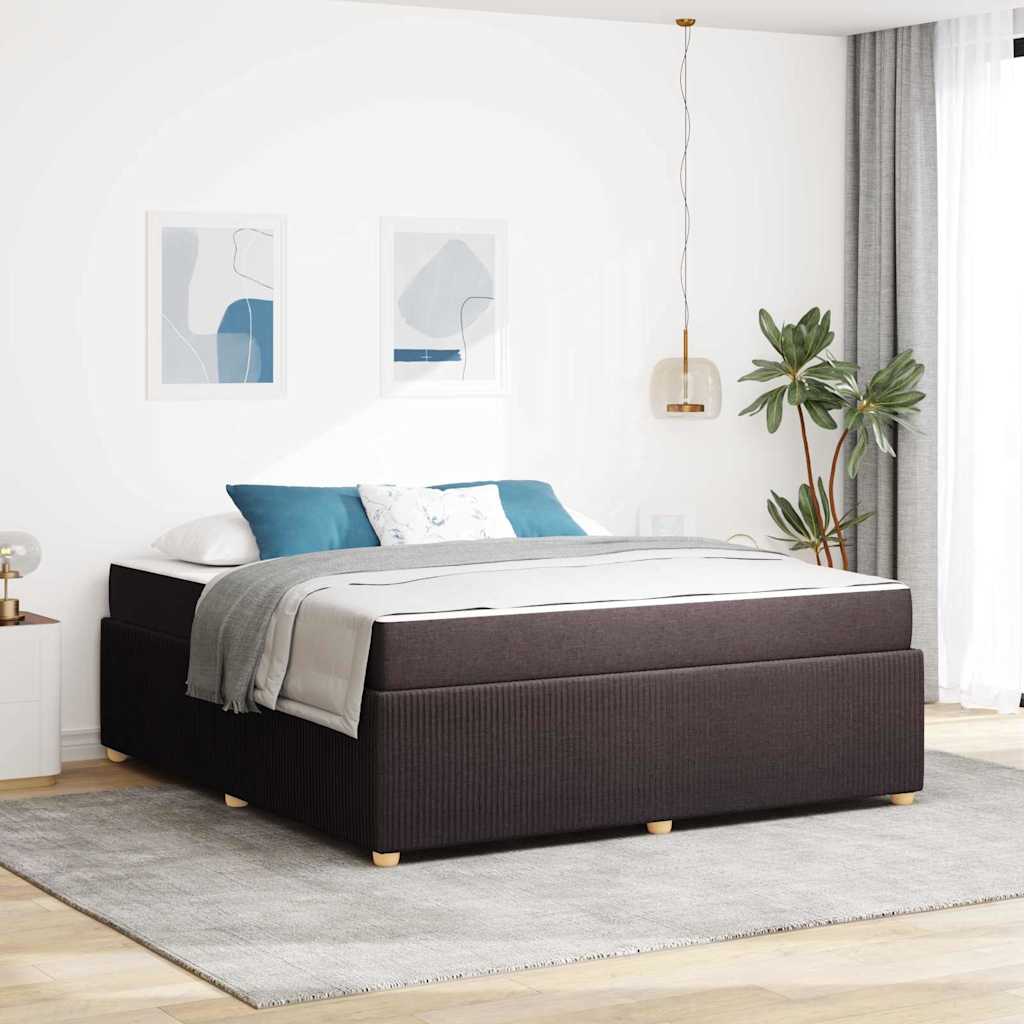 Bedframe met matras Donkerbruin 180 x 200 cm Stof – afbeelding 1