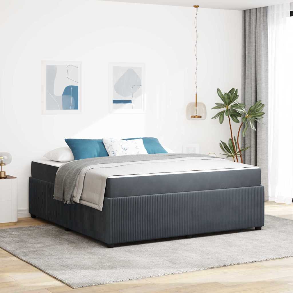 Bedframe met matras Donkergrijs 180 x 200 cm Stof – afbeelding 1
