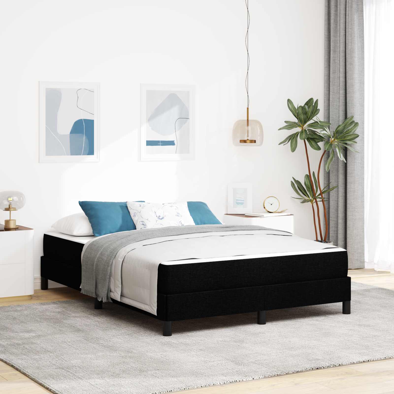Boxspringbed met matras Zwart 160 x 200 cm Stof – afbeelding 1