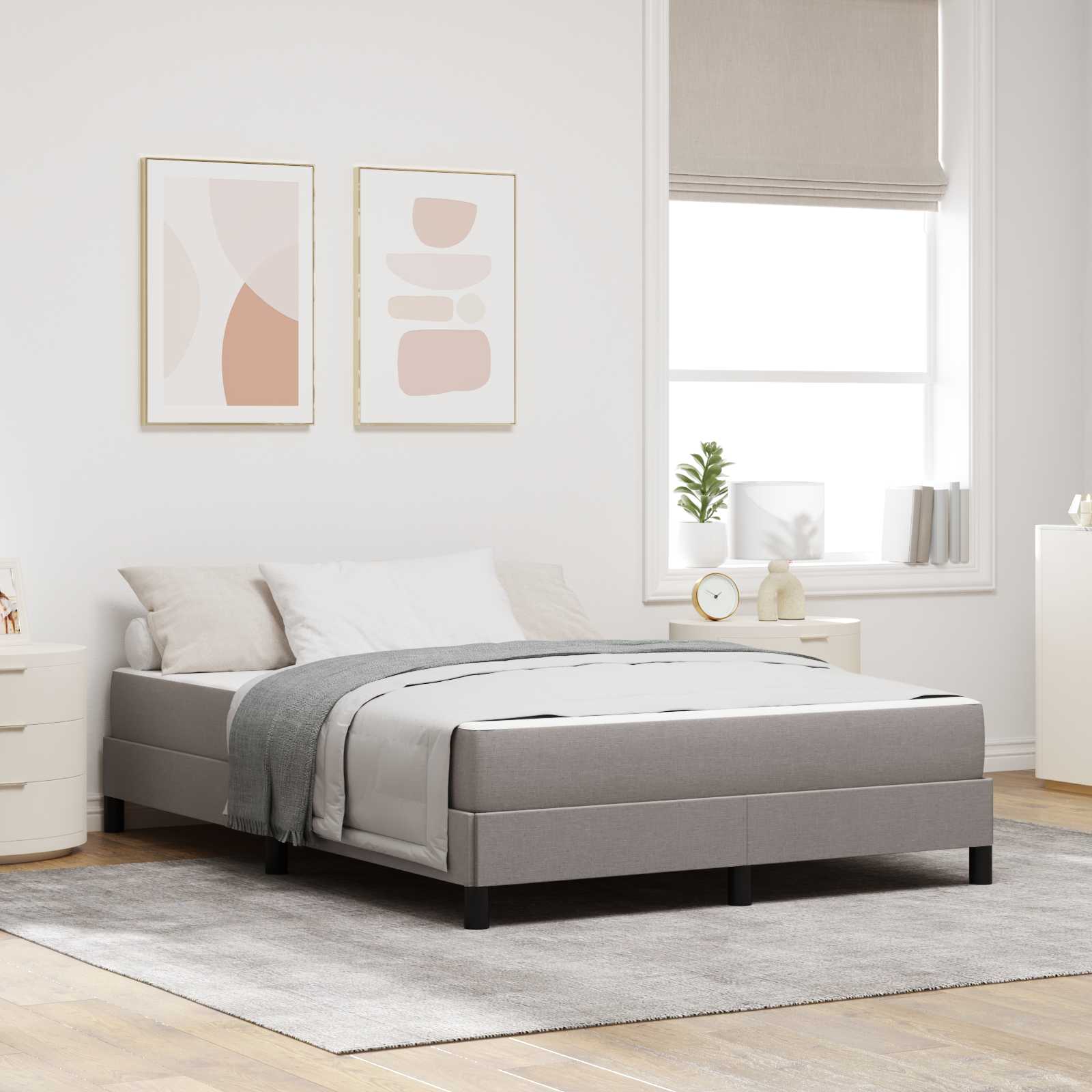 Boxspringbed met matras Taupe 160 x 200 cm Stof – afbeelding 1