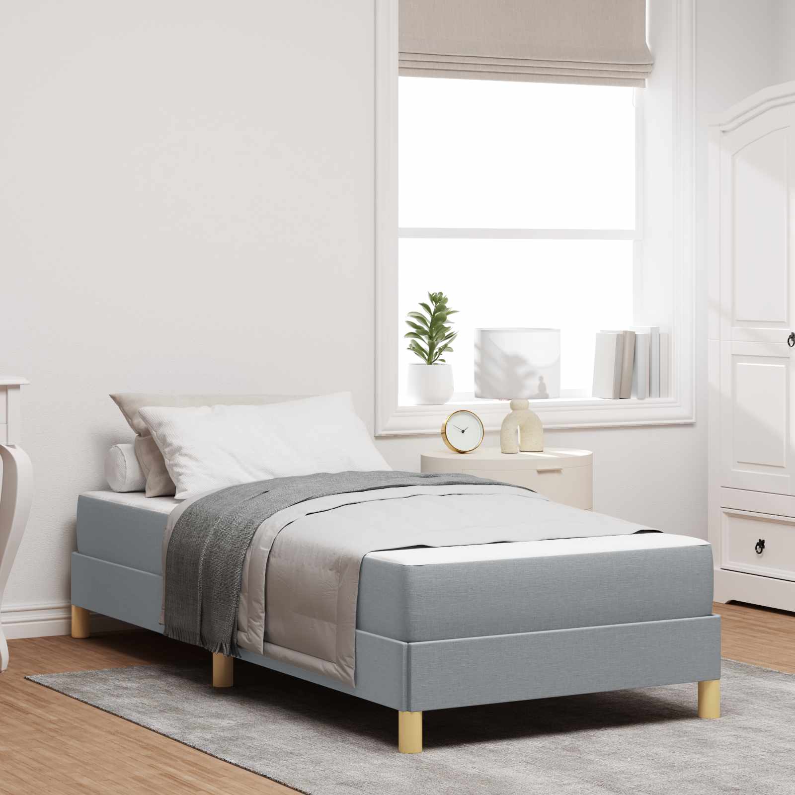 Boxspringbed met matras Lichtgrijs 90 x 190 cm Stof – afbeelding 1