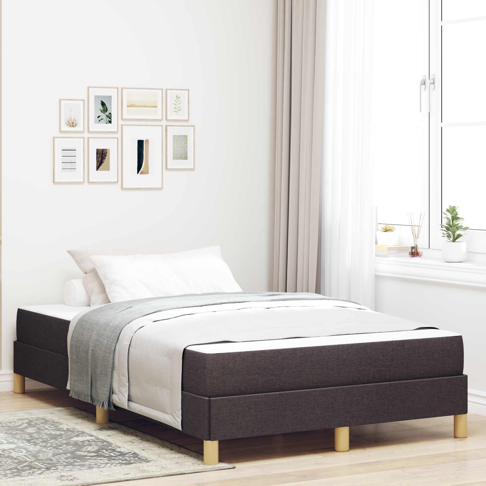 Boxspringbed met matras Donkerbruin 120 x 190 cm Stof – afbeelding 1
