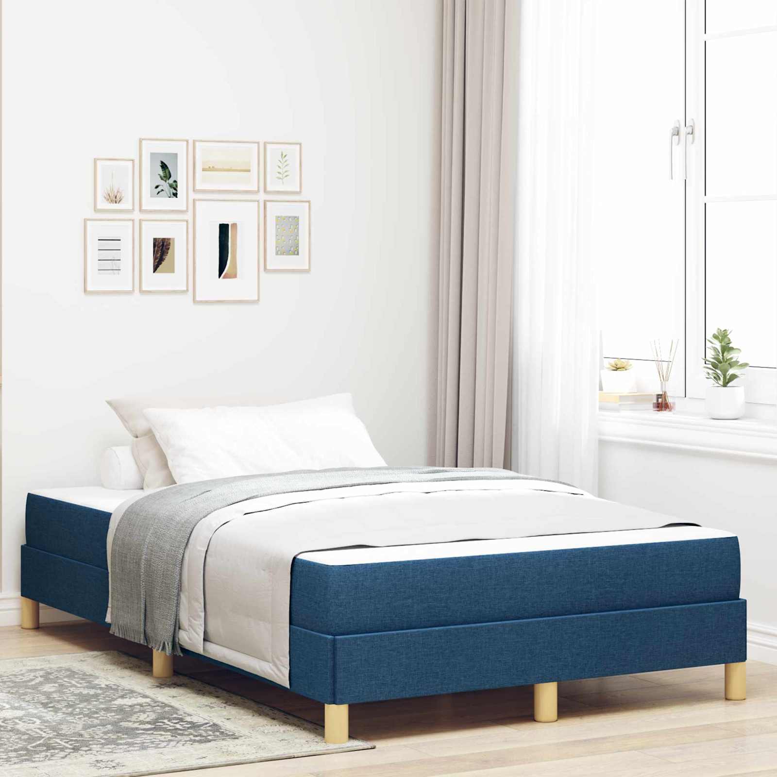 Boxspringbed met matras Blauw 120 x 190 cm Stof – afbeelding 1