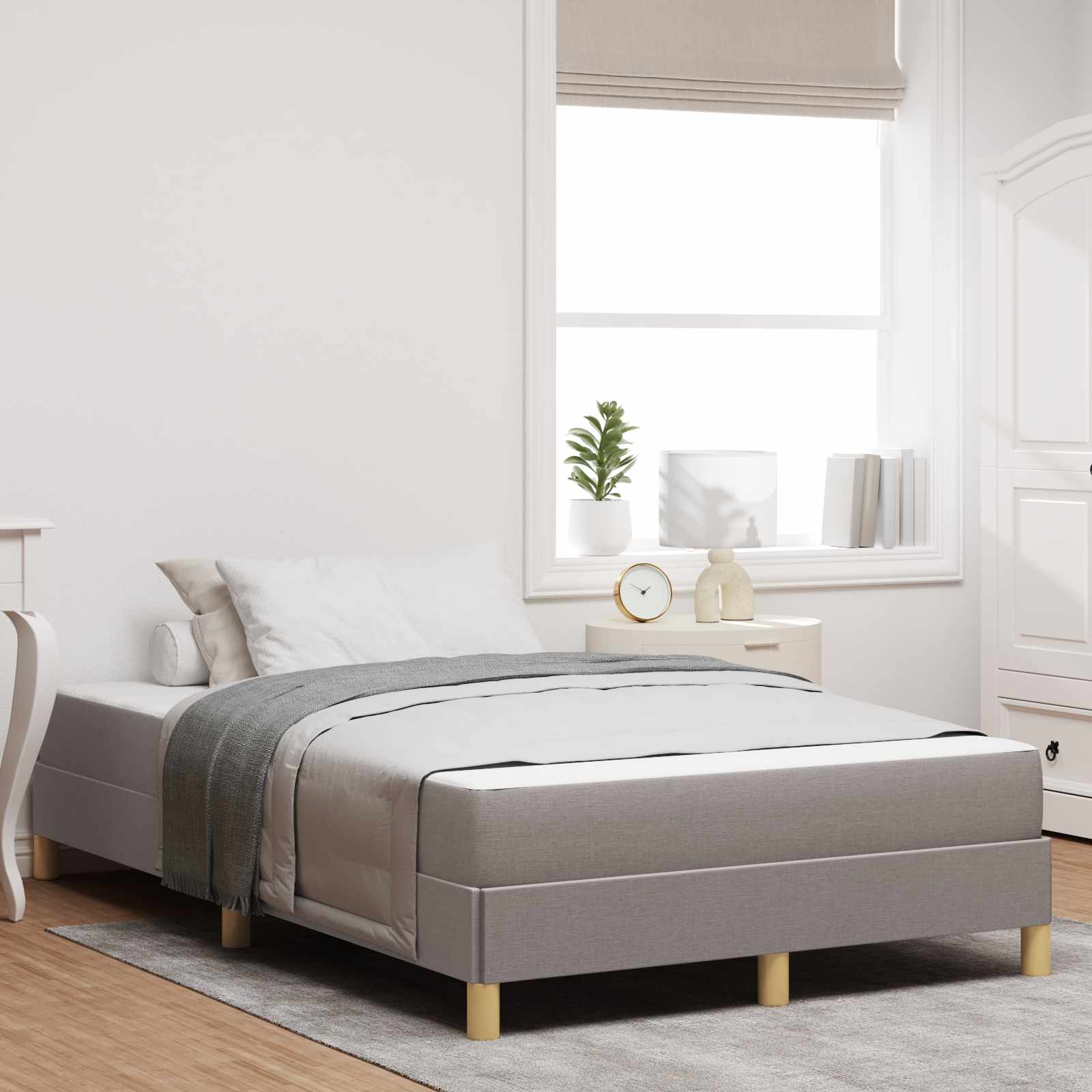 Boxspringbed met matras Taupe 120 x 200 cm Stof – afbeelding 1