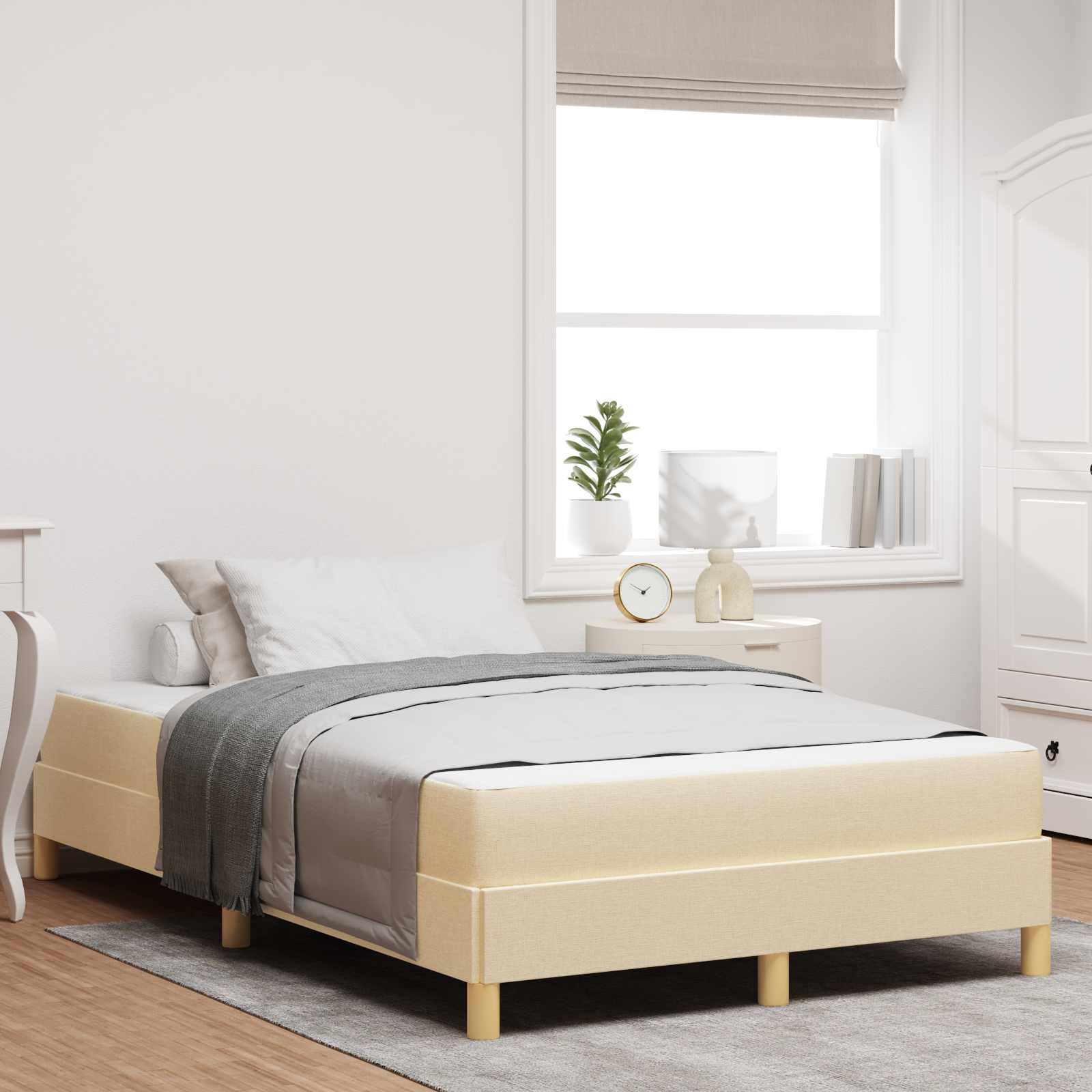 Boxspringbed met matras Crème 120 x 200 cm Stof – afbeelding 1