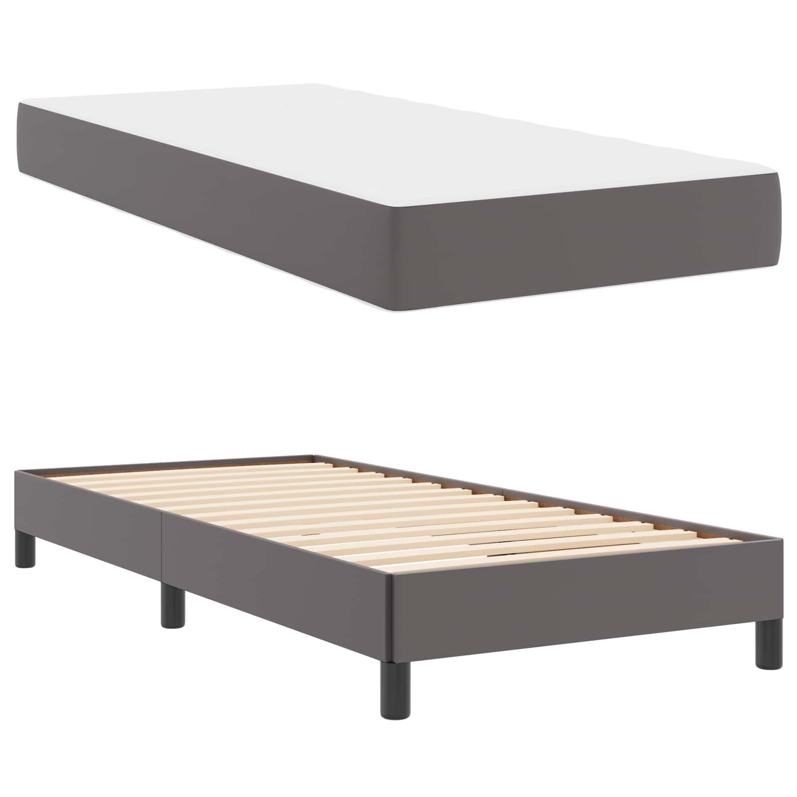 Bedframe met matras Grijs 80 x 200 cm Stof – afbeelding 5