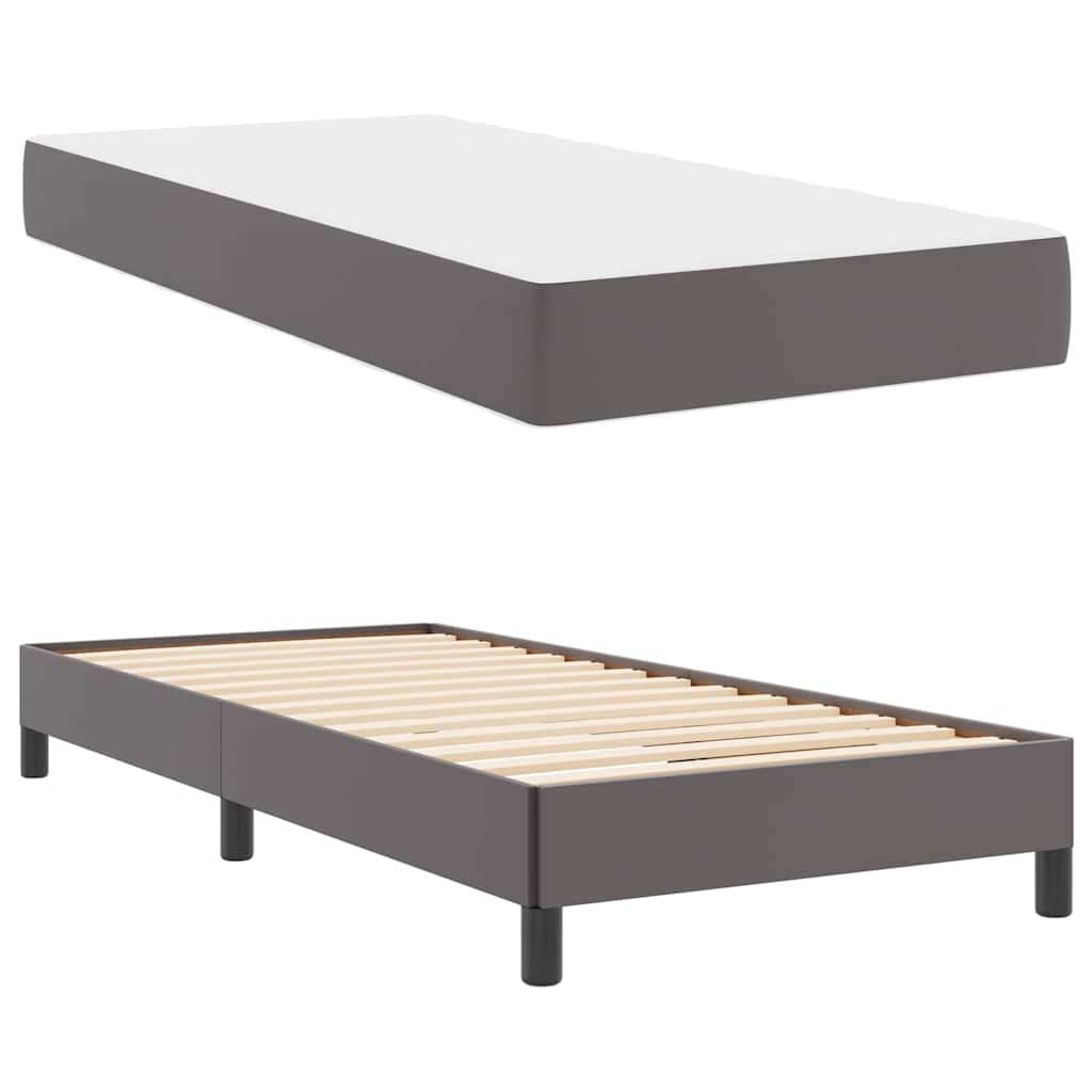 Bedframe met matras Grijs 80 x 200 cm Stof – afbeelding 6