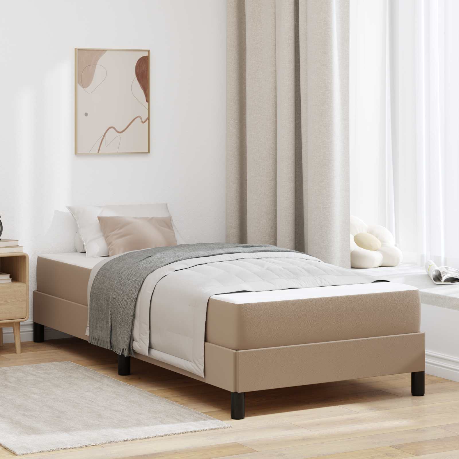Bedframe met matras Cappuccino 90 x 190 cm Stof – afbeelding 1