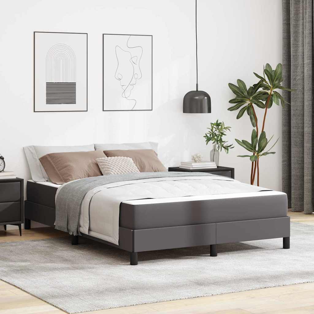 Bedframe met matras Grijs 140 x 190 cm Stof – afbeelding 1