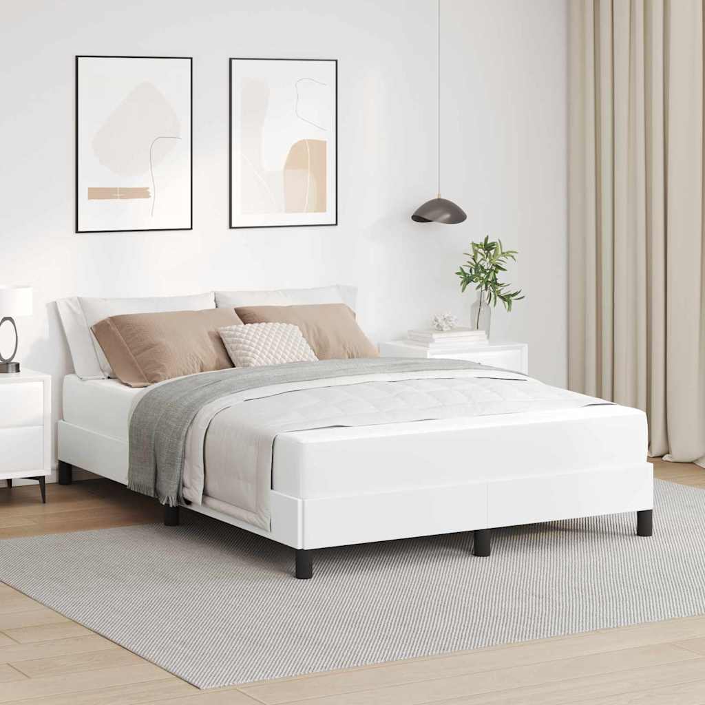 Bedframe met matras Puur Wit 140 x 200 cm Stof – afbeelding 1