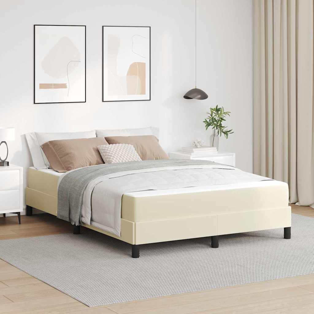 Bedframe met matras Crème 140 x 200 cm Stof – afbeelding 1