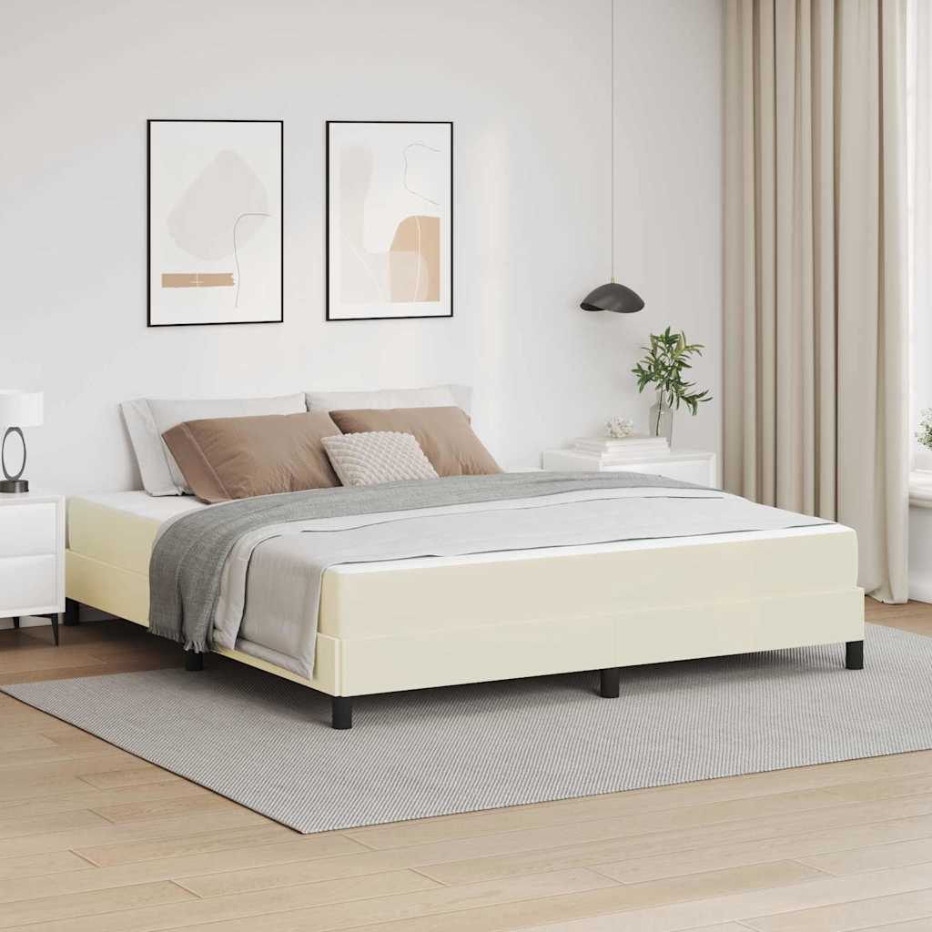 Bedframe met matras Crème 180 x 200 cm Stof – afbeelding 1