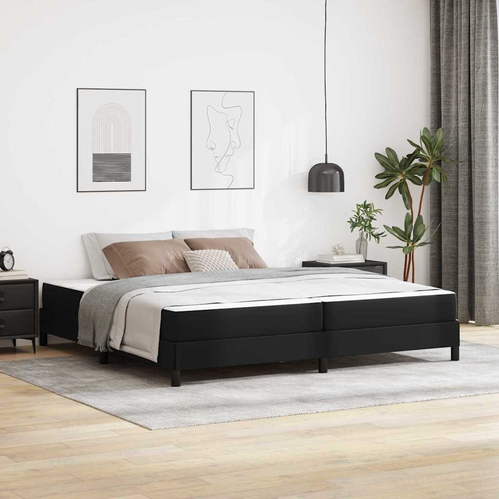 Bedframe met matras Zwart 200 x 200 cm Stof – afbeelding 1