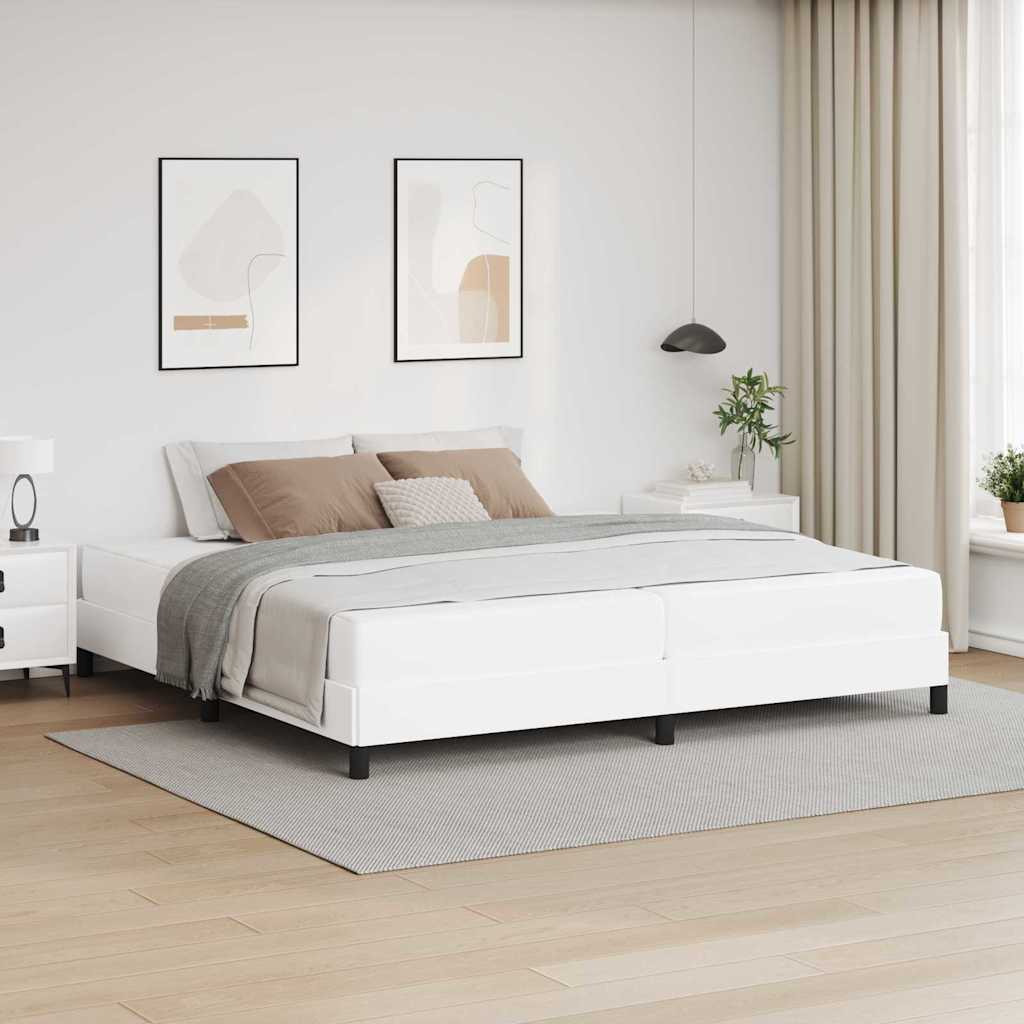 Bedframe met matras Puur Wit 200 x 200 cm Stof – afbeelding 1