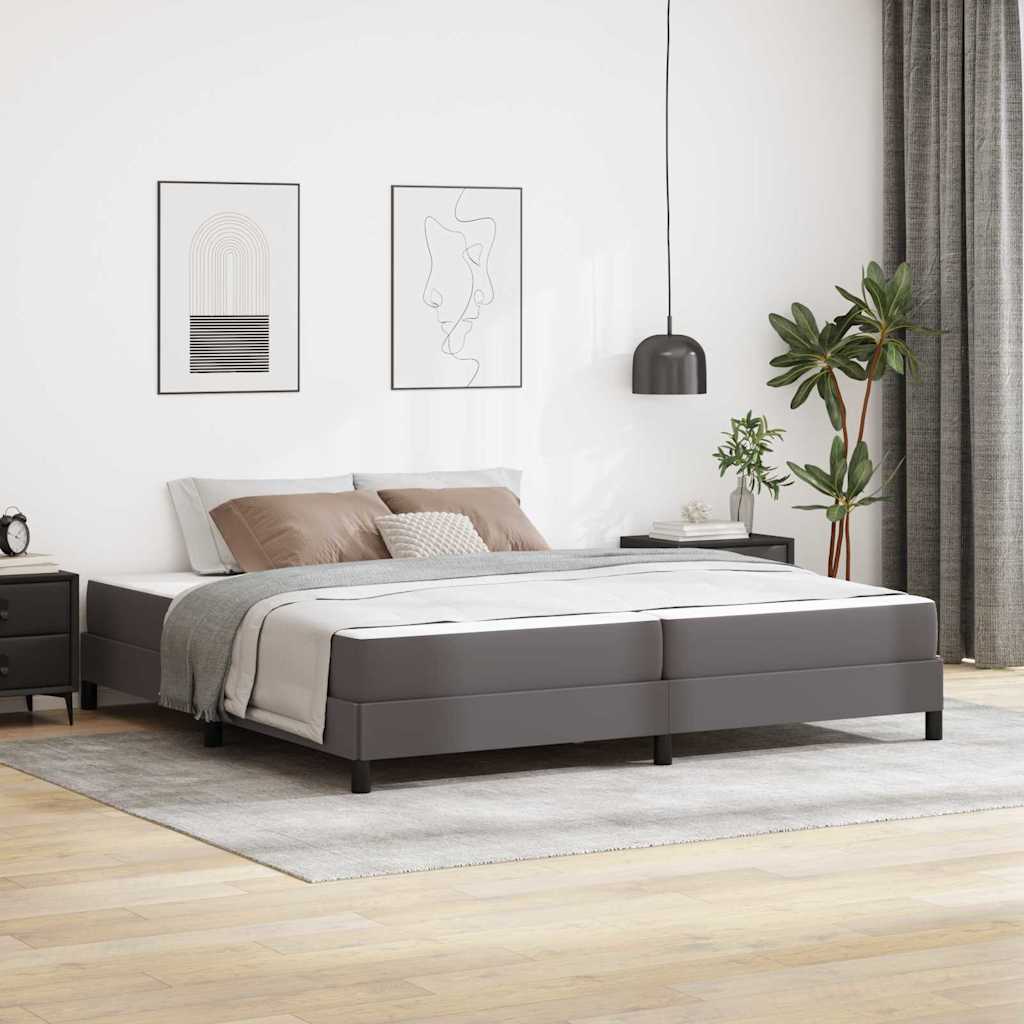 Bedframe met matras Grijs 200 x 200 cm Stof – afbeelding 1