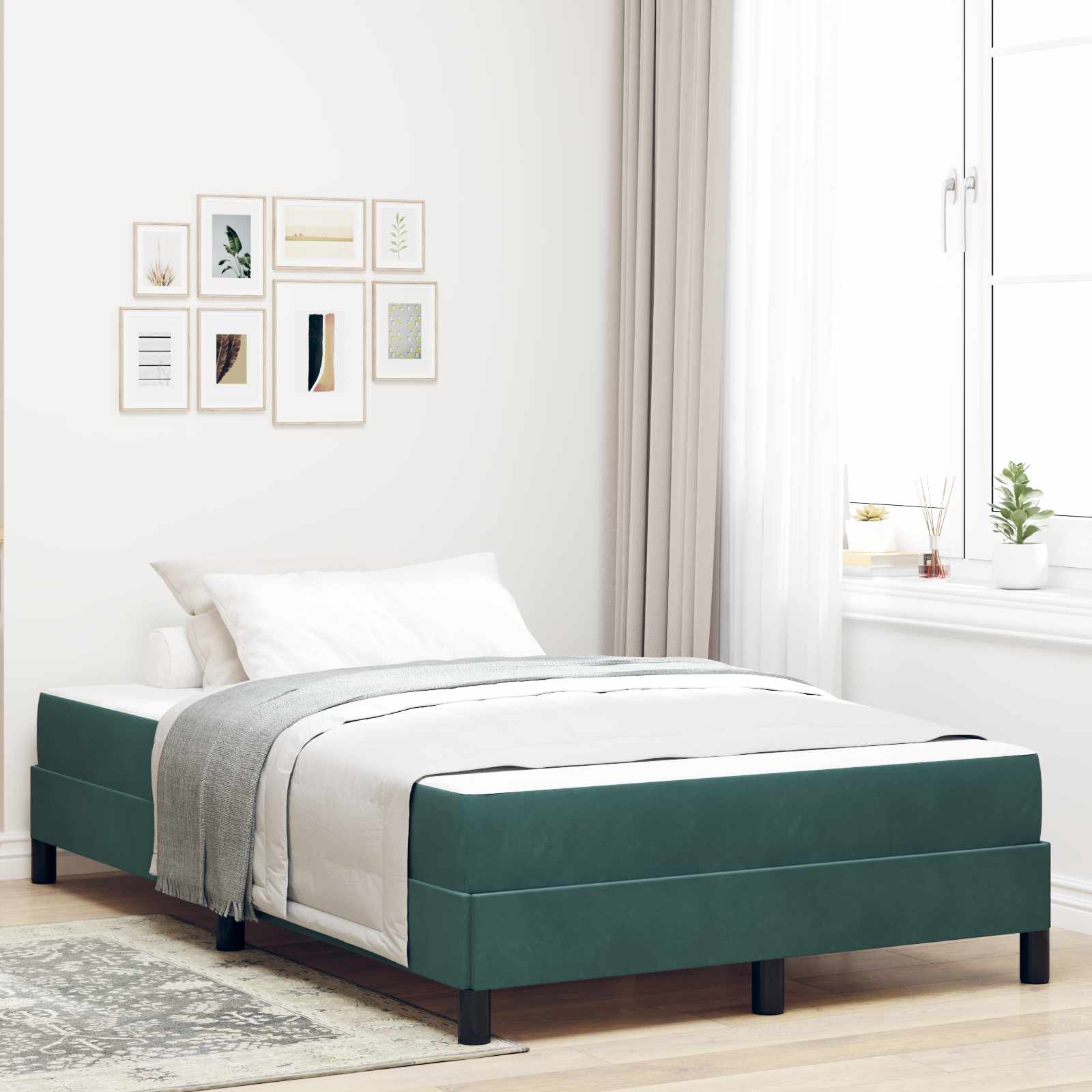 Boxspringbed met matras Donkergroen 120 x 190 cm Stof – afbeelding 1