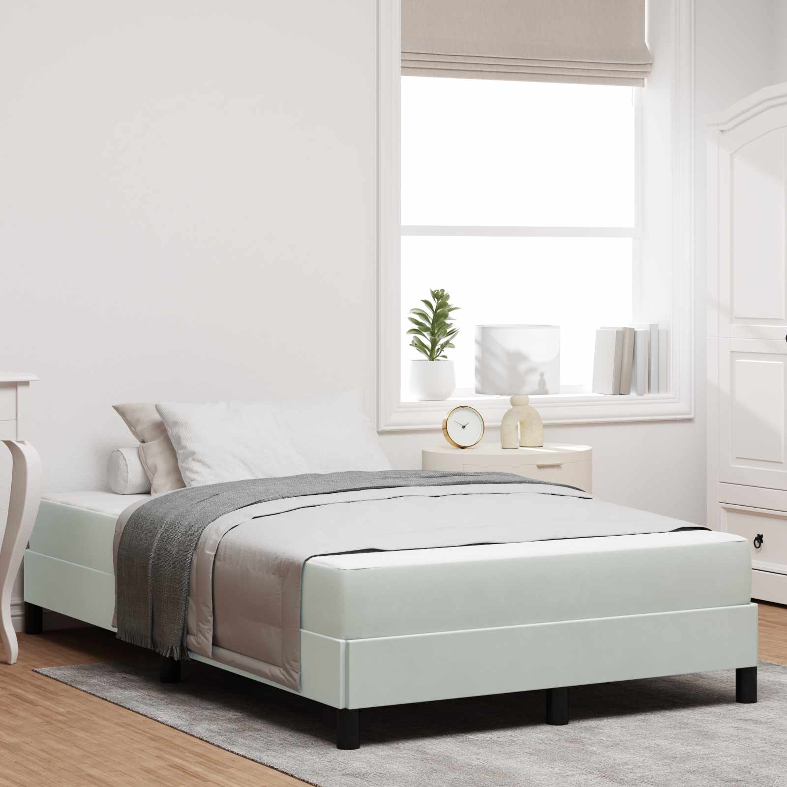 Boxspringbed met matras Lichtgrijs 120 x 200 cm Stof – afbeelding 1