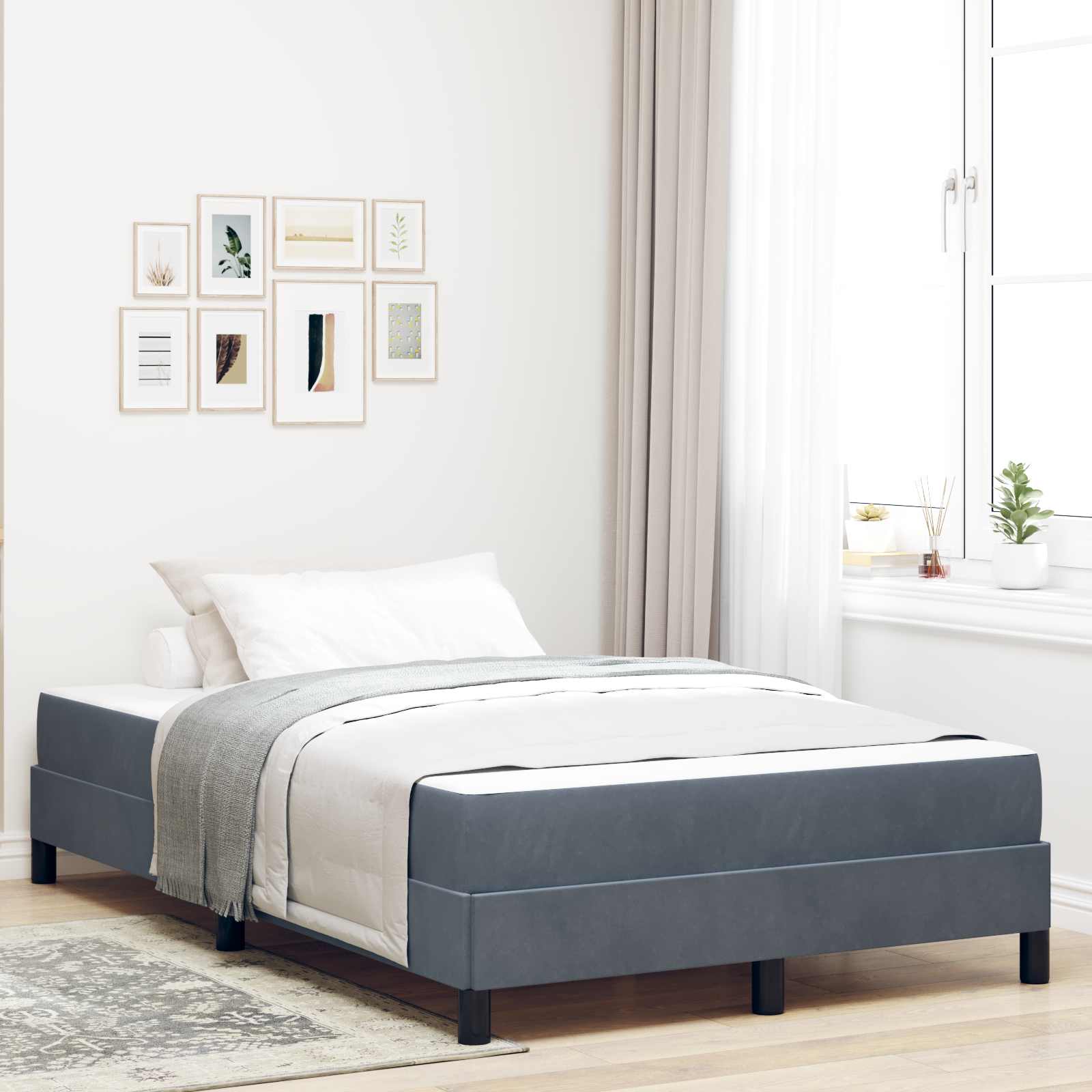 Boxspringbed met matras Donkergrijs 120 x 200 cm Stof – afbeelding 1
