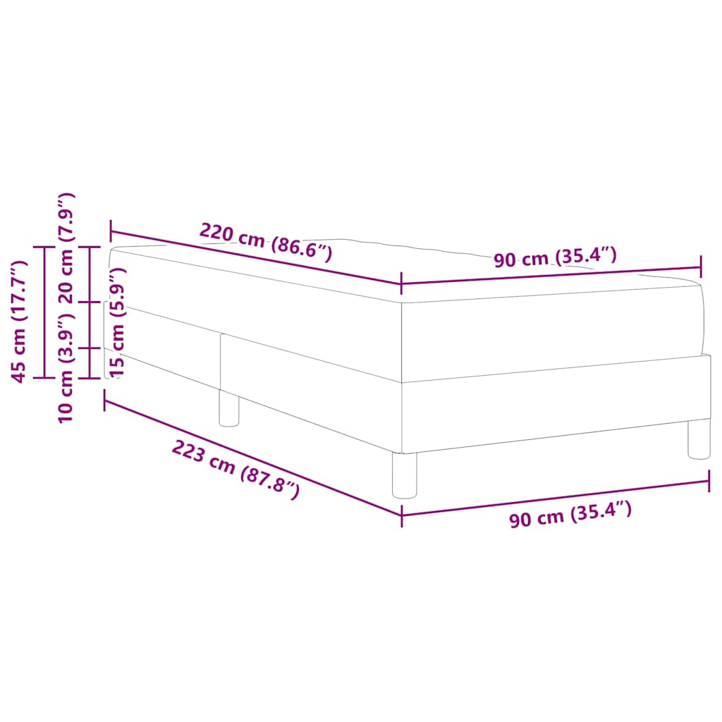 Boxspringbed met matras Donkerblauw 90 x 220 cm Stof – afbeelding 11