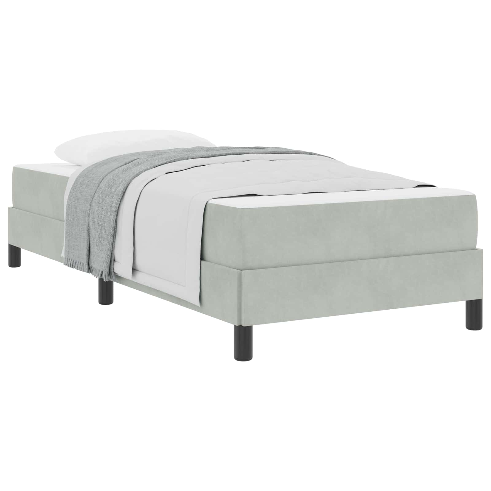 Boxspringbed met matras Lichtgrijs 100 x 220 cm Stof – afbeelding 2