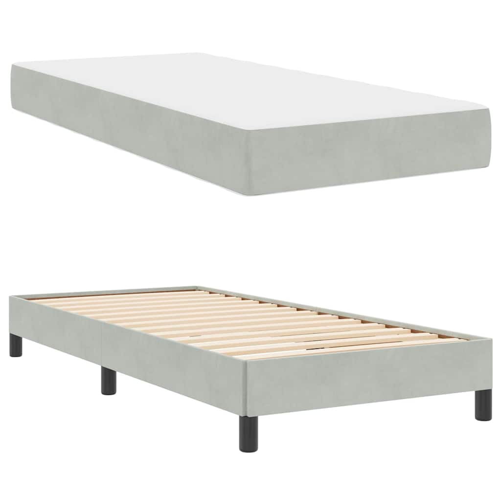 Boxspringbed met matras Lichtgrijs 100 x 220 cm Stof – afbeelding 4