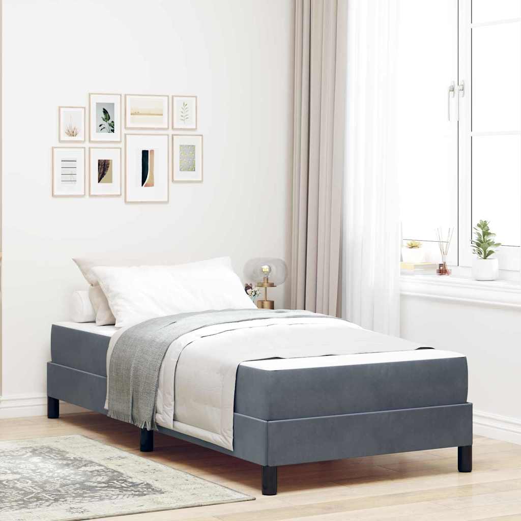 Boxspringbed met matras Donkergrijs 100 x 220 cm Stof – afbeelding 1
