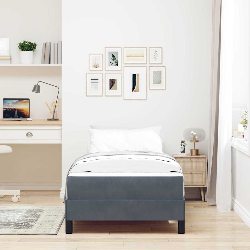 Boxspringbed met matras Donkergrijs 100 x 220 cm Stof – afbeelding 3