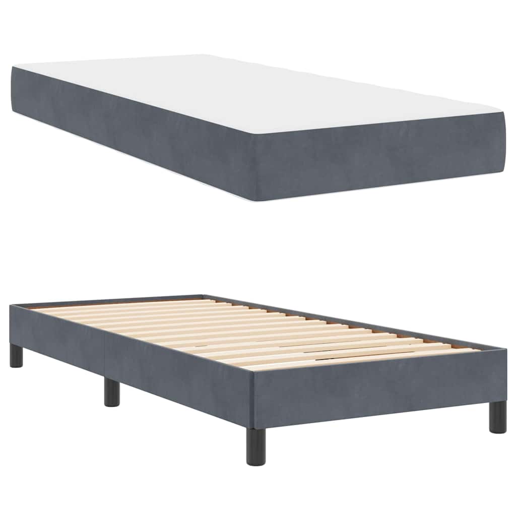 Boxspringbed met matras Donkergrijs 100 x 220 cm Stof – afbeelding 4