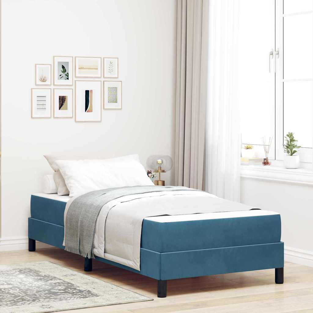 Boxspringbed met matras Donkerblauw 100 x 220 cm Stof – afbeelding 1